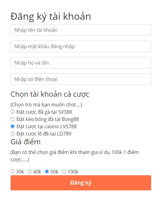 Đăng ký tài khoản đại lý bong88mobi.me