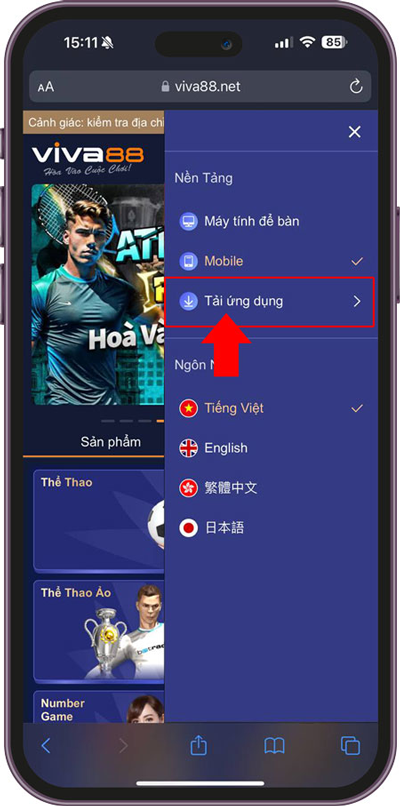 Click "Tải ứng dụng"